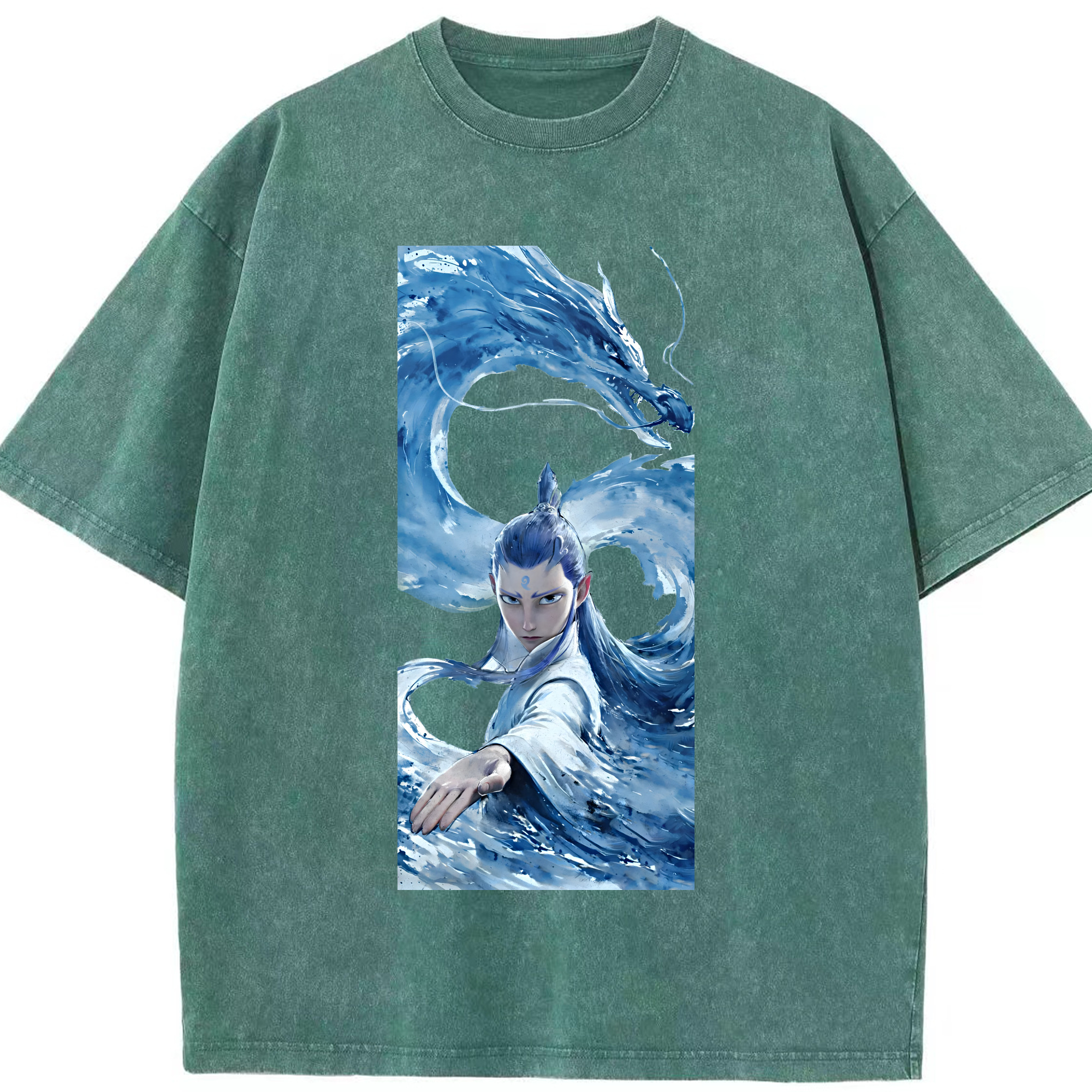（画像用） Ne Zha 2 ナタ 魔童の大暴れ 綿100% ヴィンテージ風 半袖Tシャツ（フロントプリント）